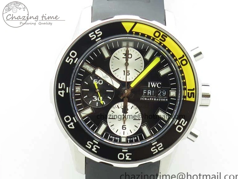 MIROTIME 0117 Aquatimer Chrono IW376702 SS BLS 1:1 Best Edition Black Dial on Black Rubber Strap A WellDesigned 7105